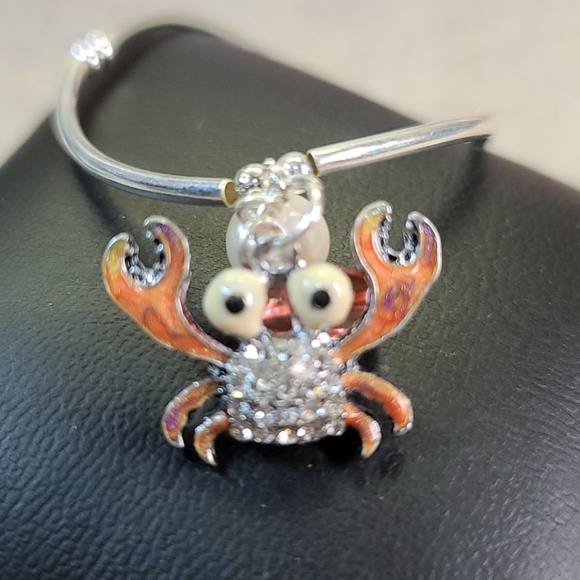 🦀 Crab Bracelet silver tone/Coral &pearl - Picture 2 of 8